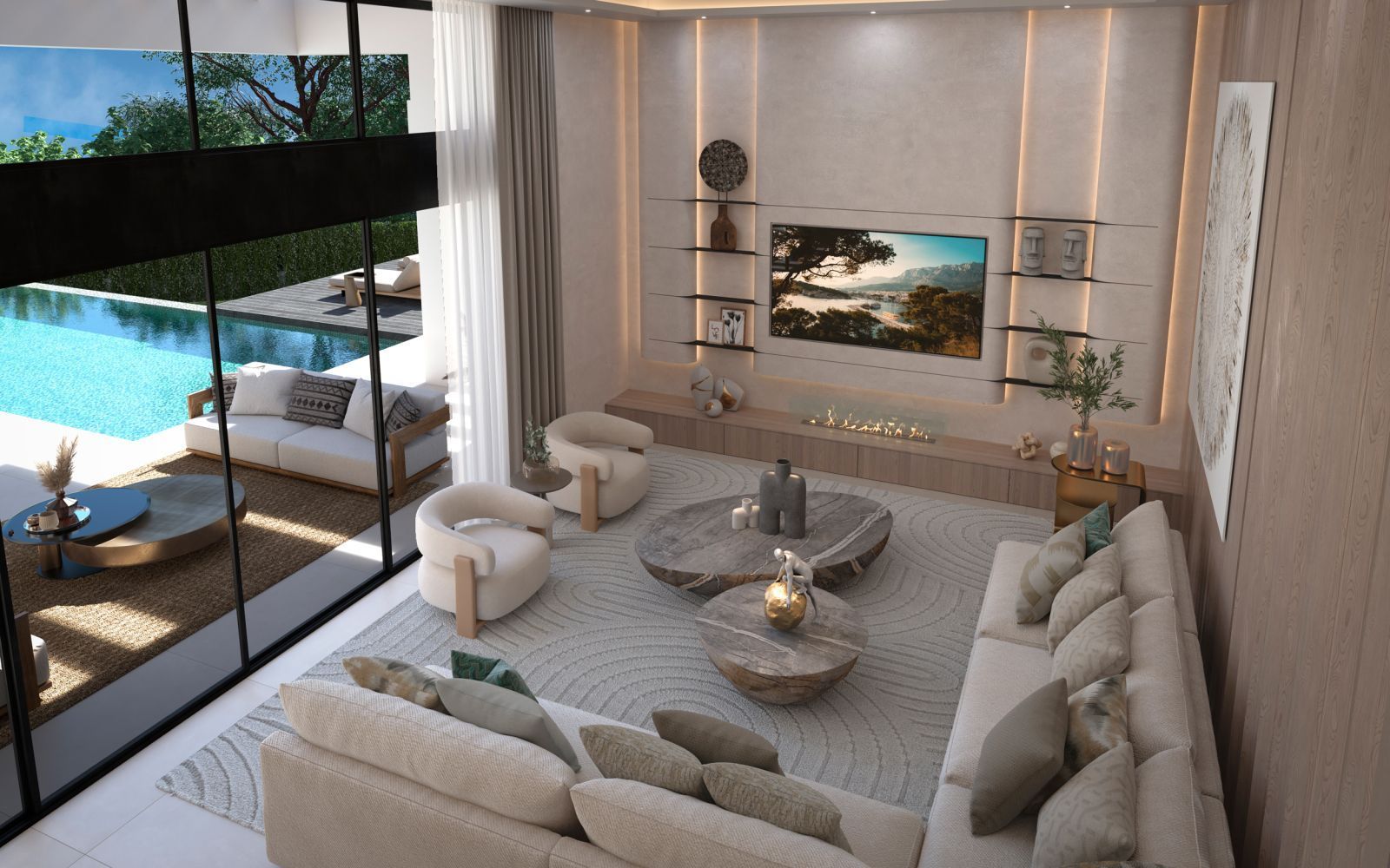 10 luxury living room with pool view